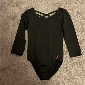 Black Leotard With Strappy Back Youth Girls